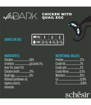 SCHESIR After Dark Chicken fillet with quail egg in broth - wet cat food - 80g