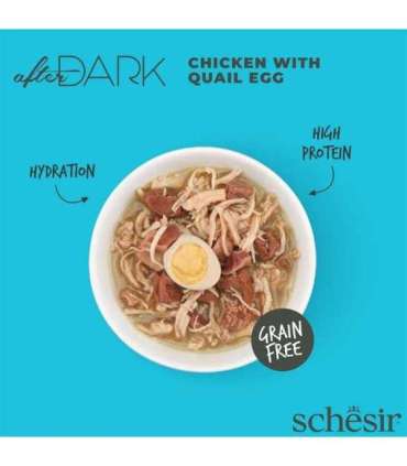 SCHESIR After Dark Chicken fillet with quail egg in broth - wet cat food - 80g