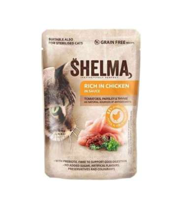SHELMA Rich in chicken, turkey, beef and duck - wet cat food - 4x85g