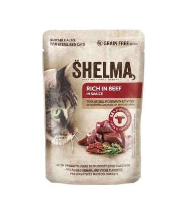 SHELMA Rich in chicken, turkey, beef and duck - wet cat food - 4x85g