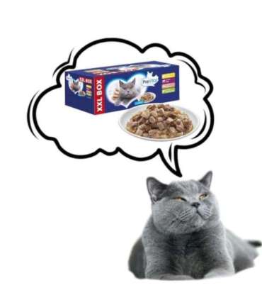 PREVITAL XXL BOX Flavor Mix with Chicken, Veal, Salmon, and Liver in Gravy - Wet Cat Food - 48 x 100g
