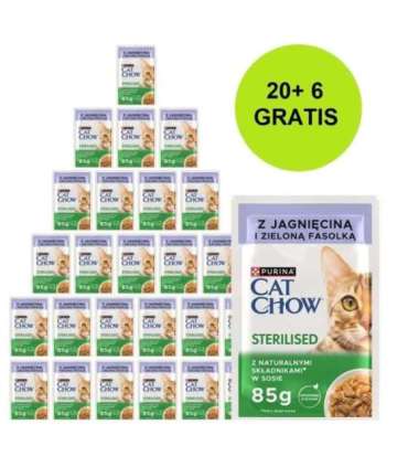 PURINA Cat Chow Sterilised with lamb and green beans in sauce - wet cat food - 26x85g (20 + 6 GRATIS)
