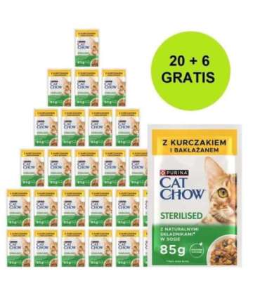 PURINA Cat Chow Sterilised with chicken and eggplant in sauce - wet cat food - 26x85g (20 + 6 GRATIS)