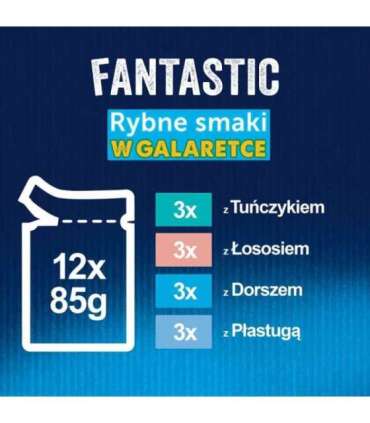 Felix Fantastic fish flavors in jelly with tuna, salmon, cod and flatfish - (12x 85 g)