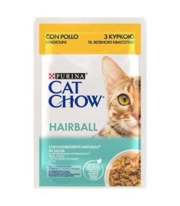 PURINA Cat Chow Hairball Control with chicken and green beans in sauce - wet cat food - 26x85g (20 + 6 GRATIS)