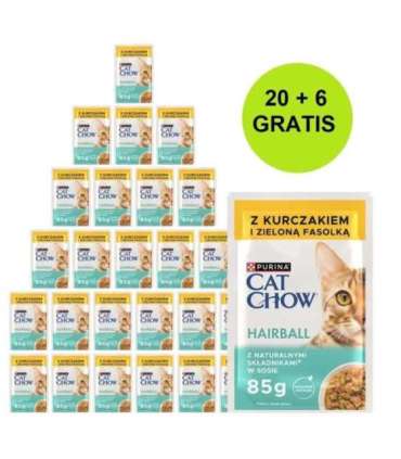 PURINA Cat Chow Hairball Control with chicken and green beans in sauce - wet cat food - 26x85g (20 + 6 GRATIS)