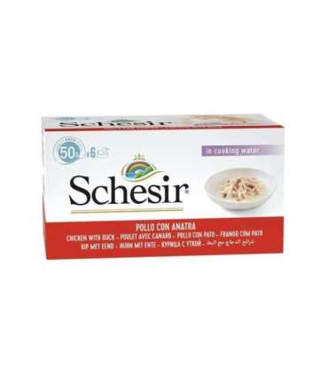SCHESIR Chicken fillets with duck in broth - wet cat food - 6x50g