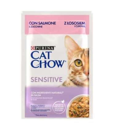 PURINA Cat Chow Sensitive with salmon and zucchini in sauce - wet cat food - 26x85g (20 + 6 GRATIS)
