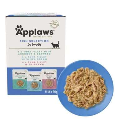 APPLAWS Fish selection multipack in broth - wet cat food - 12x70g