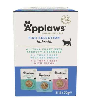 APPLAWS Fish selection multipack in broth - wet cat food - 12x70g
