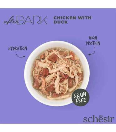 SCHESIR After Dark Chicken fillet with duck in broth - wet cat food - 80g