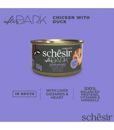 SCHESIR After Dark Chicken fillet with duck in broth - wet cat food - 80g