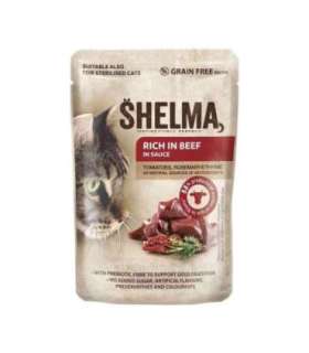 SHELMA Rich in salmon, cod, beef and chicken - wet cat food - 4x85g