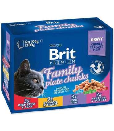 BRIT Cat Pouches Family Plate - wet cat food - 12 x 100g