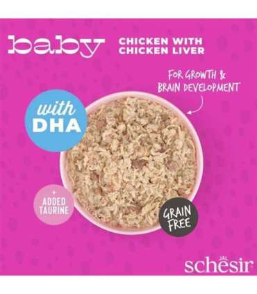 SCHESIR Baby Chicken with liver in broth - wet food for kittens - 70g