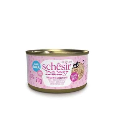 SCHESIR Baby Chicken with liver in broth - wet food for kittens - 70g