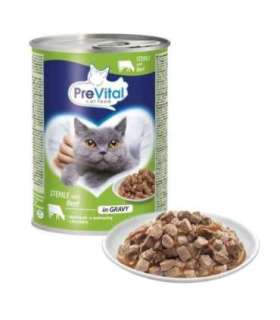 PREVITAL Cat Food Sterile Beef in Sauce - Wet Food for Cats - 415g