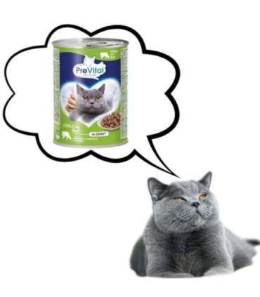 PREVITAL Cat Food Sterile Beef in Sauce - Wet Food for Cats - 415g