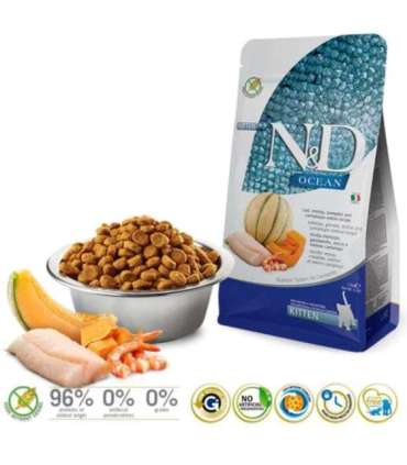 FARMINA N&D Ocean Cat Cod, Shrimp, Pumpkin and Cantaloupe Melon Kitten - dry cat food - 1.5 kg