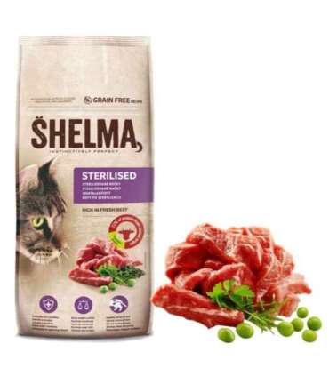 SHELMA Sterilised Beef - dry cat food - 8kg