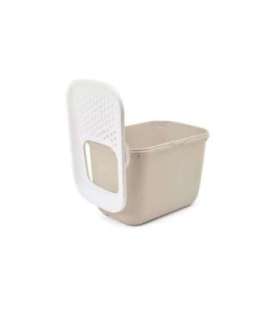 SAVIC HOP Coffee Brown with White Lid – Cat Litter Tray – 58.5x39x39.5 cm – 1 pc.