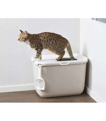 SAVIC HOP Coffee Brown with White Lid – Cat Litter Tray – 58.5x39x39.5 cm – 1 pc.