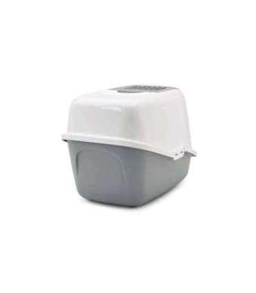 SAVIC Nestor White-Grey - Covered Cat Litter Box - 56x39x38.5 cm - 1 pc