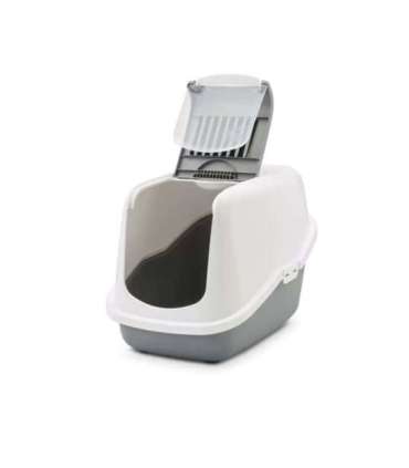 SAVIC Nestor White-Grey - Covered Cat Litter Box - 56x39x38.5 cm - 1 pc