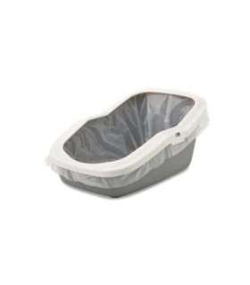 SAVIC ASEO Grey with White Rim - Open Cat Litter Tray - 56x39x27.5 cm - 1 pc.