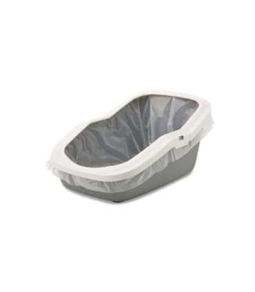 SAVIC ASEO Grey with White Rim - Open Cat Litter Tray - 56x39x27.5 cm - 1 pc.