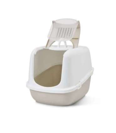 SAVIC Nestor Jumbo White - Coffee - covered cat litter box - 66.5x48.5x46.5 cm - 1 pc.