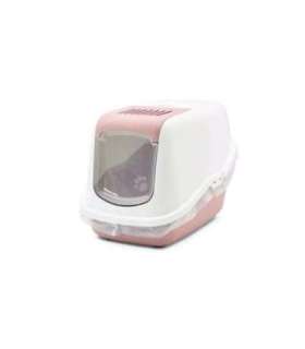 SAVIC Nestor White-Pink - Covered Cat Litter Box - 56x39x38.5 cm - 1 pc