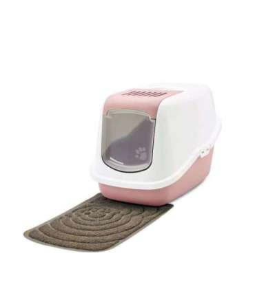 SAVIC Nestor White-Pink - Covered Cat Litter Box - 56x39x38.5 cm - 1 pc