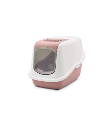 SAVIC Nestor White-Pink - Covered Cat Litter Box - 56x39x38.5 cm - 1 pc