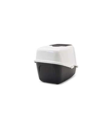 SAVIC Nestor White-Black - Covered Cat Litter Box - 56x39x38.5 cm - 1 pc