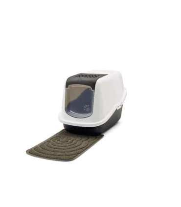SAVIC Nestor White-Black - Covered Cat Litter Box - 56x39x38.5 cm - 1 pc