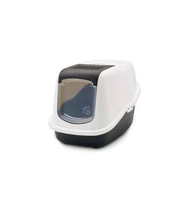 SAVIC Nestor White-Black - Covered Cat Litter Box - 56x39x38.5 cm - 1 pc