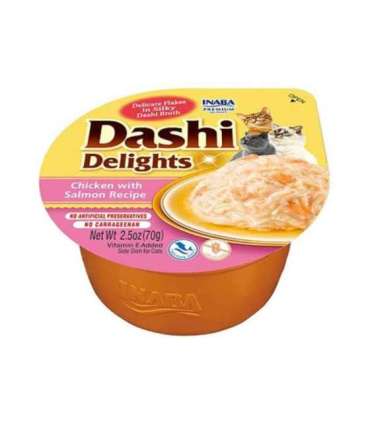INABA Dashi Delights Chicken with salmon in broth - cat treats - 70g