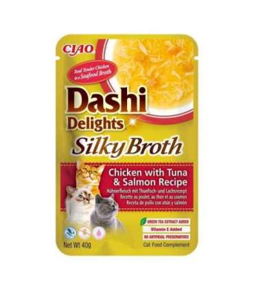 INABA CAT Dashi Delights Silky Broth Chicken with Tuna & Salmon - cat treat - 40g