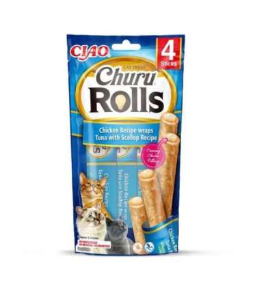 INABA Churu Rolls Chicken recipe wraps Tuna with scallop recipe - cat treats - 4x10 g