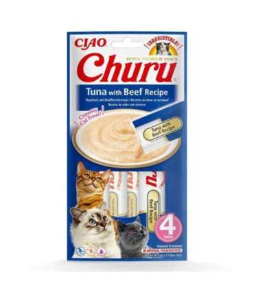 INABA Churu Tuna with Beef Recipe - cat treats - 4x14 g