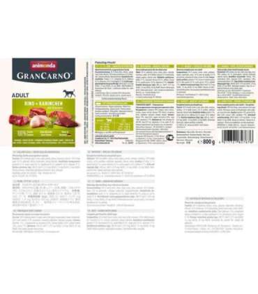 ANIMONDA GranCarno Adult Beef, rabbit and herbs - wet dog food - 800g