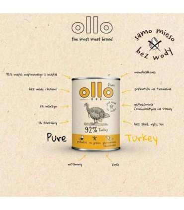 OLLO Pure Turkey - wet dog food - 850g