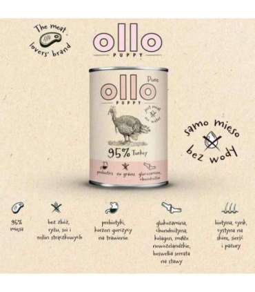 OLLO Puppy Pure Turkey - wet dog food - 850 g