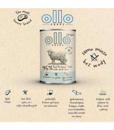 OLLO Puppy Umami Beef and Green Tripe with Duck Liver - wet dog food - 850g
