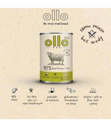 OLLO Pure Beef and Green tripe - wet dog food - 400g