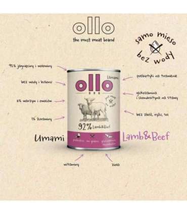 OLLO Umami Lamb and beef - wet dog food - 850g