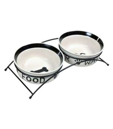 TRIXIE 24641 A set of ceramic bowls on a stand 0.6 l