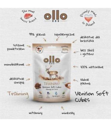 OLLO Air Dried Training Venison Cubes - dog treat - 80g