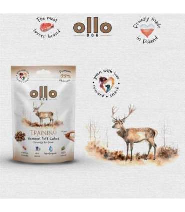 OLLO Air Dried Training Venison Cubes - dog treat - 80g